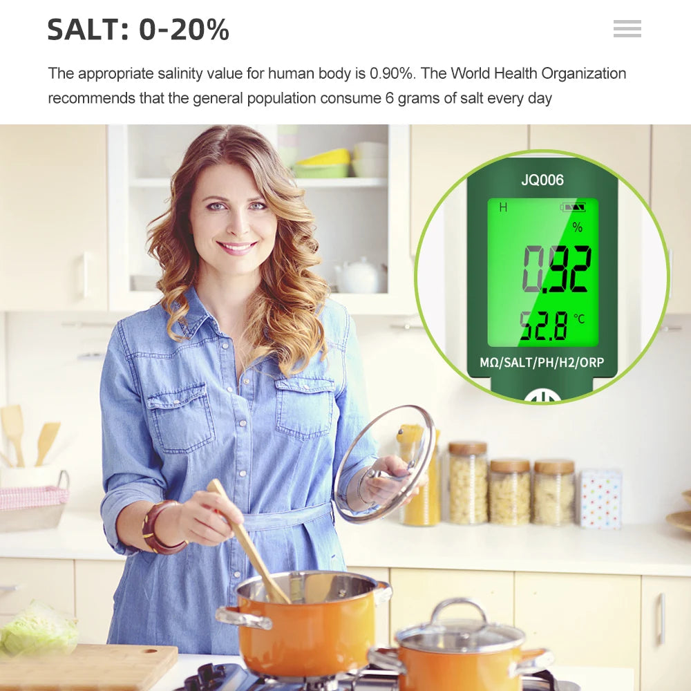 10 in 1 Water Quality Tester PH/EC/TDS/ORP/H2/Fertile/Salinity/S.G/Resistivity/Temp PH Meter Tester for Aquariums Pools