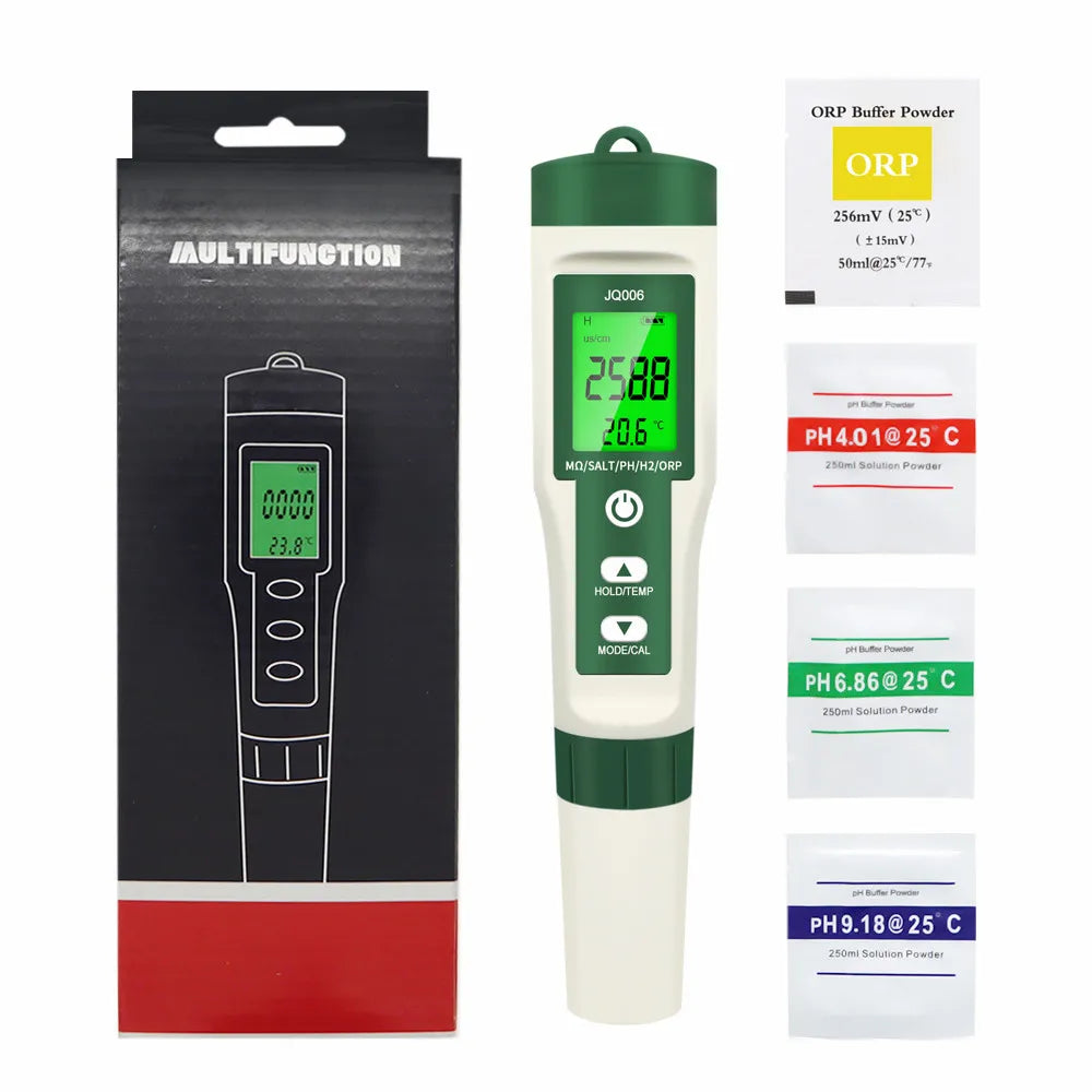 10 in 1 Water Quality Tester PH/EC/TDS/ORP/H2/Fertile/Salinity/S.G/Resistivity/Temp PH Meter Tester for Aquariums Pools